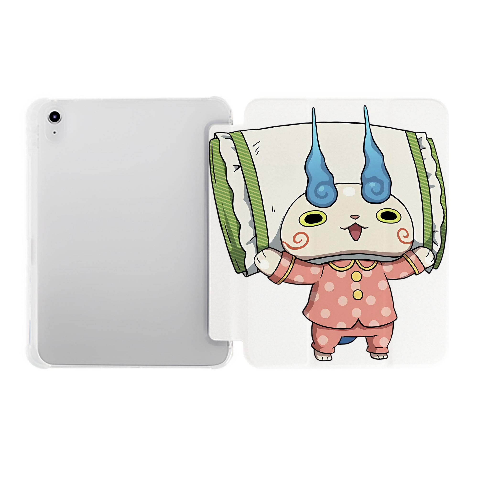 （画像用） 妖怪ウォッチ Yo-kai Watch IPad ケース ペン収納付き 三つ折りスタンド PUレザー×シリコン 対応機種9.5/10.5/10.9インチ